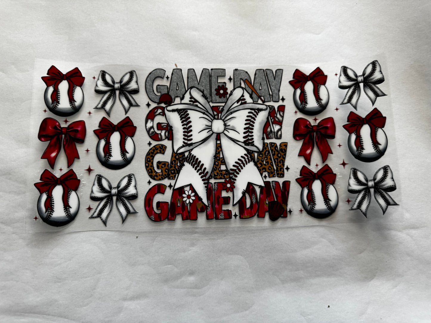 White Baseball Game Day Bow