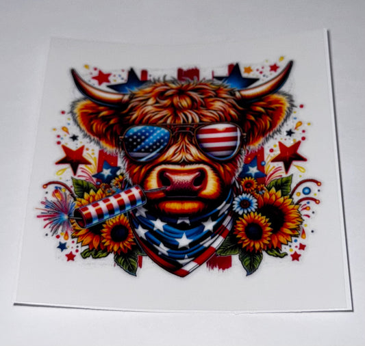 Red White And Blue Highland Cow