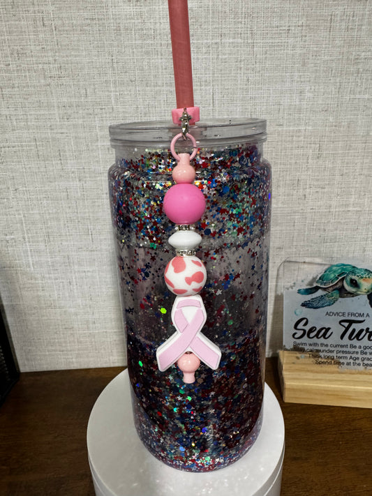 Breast Cancer Awareness Straw Charm